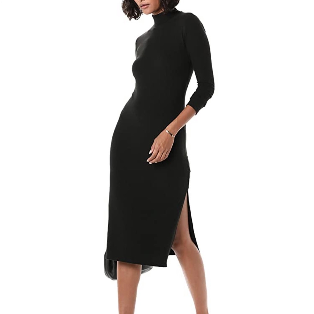 Black long sleeved turtleneck bodycon dress S